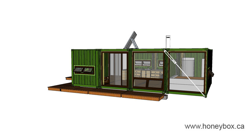 3 container House - 4FOUR4 - HoneyBox INC